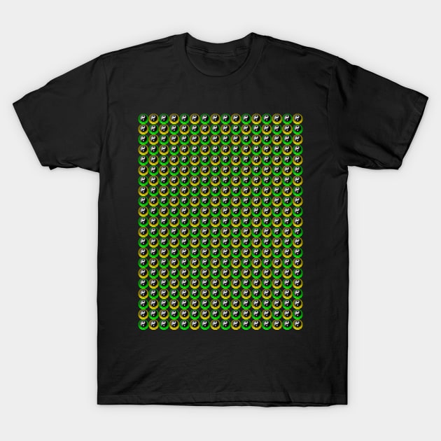 Yin Yang Design - Yellow-Green Color Pattern T-Shirt by The Black Panther